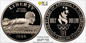 1996-S Swimming 50 cent Commermorative PCGS PR69 DCAM - Picture 1 of 1