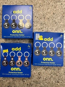 NWT Onn. AirTag Ring Protective Holder Case With Carabiner-Style Ring 12 Pack - Picture 1 of 1