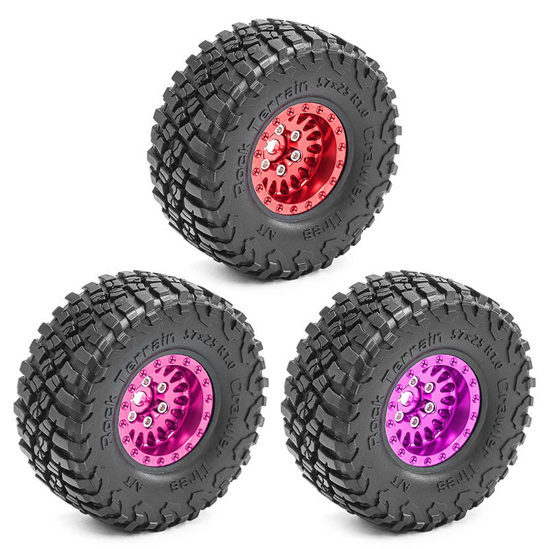 4PCS Aluminum 1.0 Beadlock Wheel Rim/Tire for Traxxas 1/18 TRX4M 1/24 SCX24 AX24 - Image 1 of 4