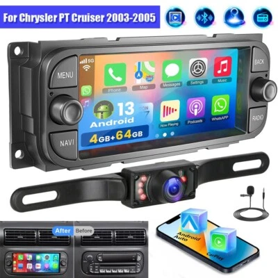 Radio estéreo GPS WiFi FM para Chrysler PT Cruiser 2003-2005 Android 13.0 Carplay Foto 1 de 4