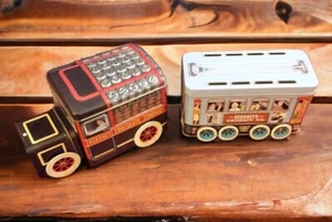 Hershey Fahrzeug Serie Milchwagen #1 und Bus #2 Blechkanister Oldtimer 2000 - Bild 1 von 14
