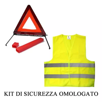 Kit Sicurezza Stradale Emergenza Sos Triangolo + Gilet Giubbotto Catarifrangente • 18€