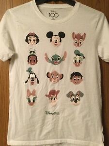 Disney 100 - 12 Character Images Including Mickey - White Shirt - Ladies - M
