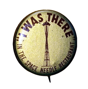 Pulsante vintage "Ero lì nello spazio ago ristorante" diametro 1+3/4" oro - Foto 1 di 3