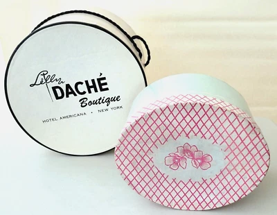 Lot of 2- VTG LILLY DACHE, AMERICANA HOTEL Hat Box_+CANNON Pastel Oval Hat Box_ - Image 1 of 4