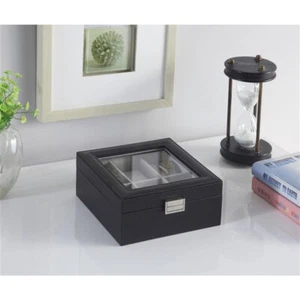 Black Leatherette Watch Display Case Men's valet case - Picture 1 of 4