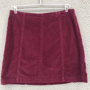 Free People Skirt Womens 12 Modern Femme Corduroy Mini Stretch Mulberry Red Zip - Picture 1 of 10