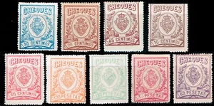 España./ Fiscales 1926. Alemany (*) 29,30, 32... ( Cheques) 9 valores. Escasos - Bild 1 von 1