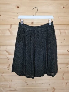Toast Skirt UK 10 A-Line Pleated Silk Mini Black Polka Dot Georgette Lined - Picture 1 of 20