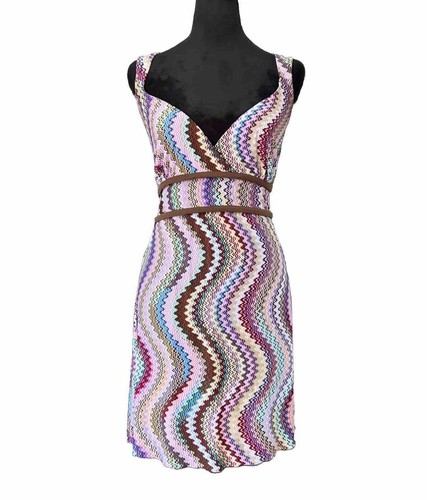 VALENTINO Abito slip vintage Y2k basou basou taglia L elasticizzato hippie finitura lattuga boho