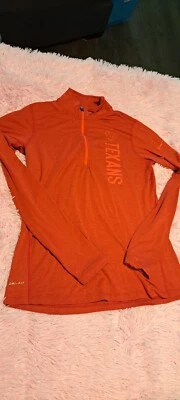 Camiseta activa Dri-Fit del equipo NFL para mujer naranja poliéster manga larga 1/4 cremallera talla M Foto 1 de 4