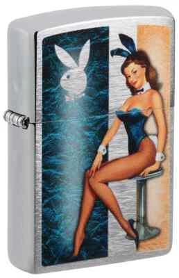 Зажигалка Zippo 48374, дизайн кролика Playboy, матовая хромированная отделка - Изображение 1 из 3