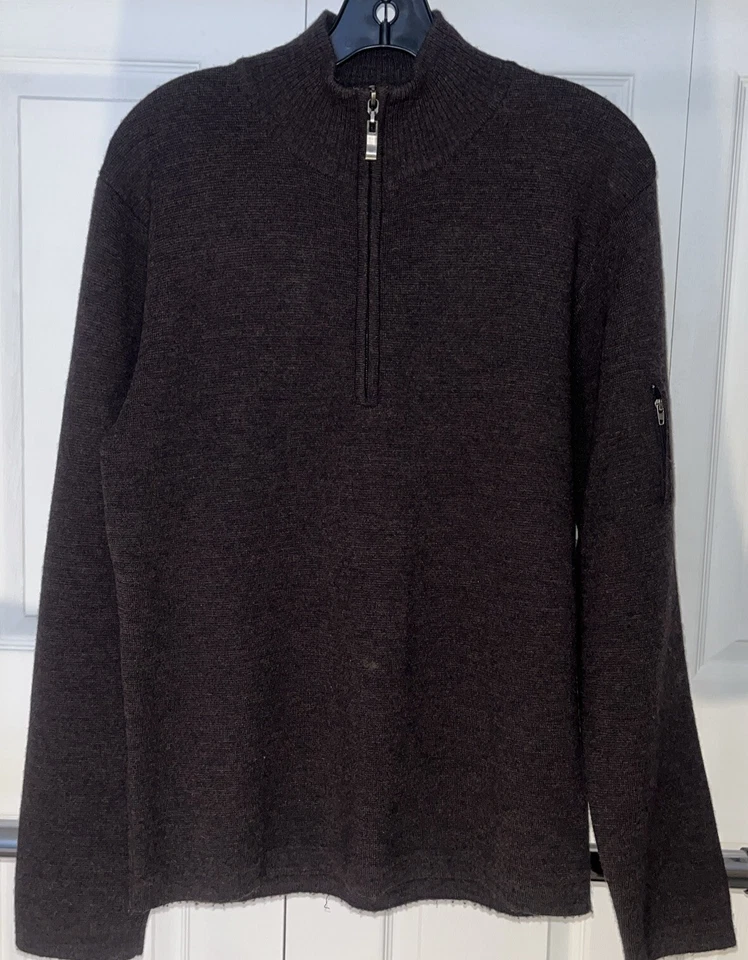 Structure Sweater Mens Size S Quarter Zip Mockneck Merino Wool Brown Neutral - Image 1 of 4