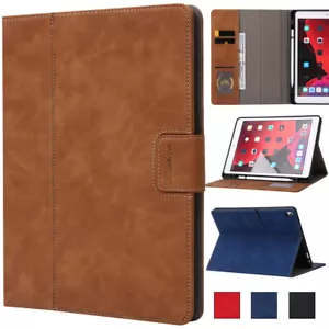 PU Leather Flip Cover Case for iPad 5-11/Air 1-5/Pro 9.7-11 Business Slim Stand - Picture 1 of 33
