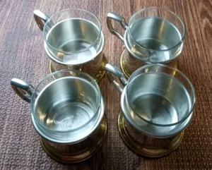 Juego de 4 tazas Early American Pewter & Glass by Web - Imagen 1 de 13