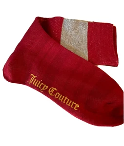 NWOT JUICY COUTURE Red /Silver Crew Socks Women's Shoe 4-10 Brand NEW Authentic - Picture 1 of 4