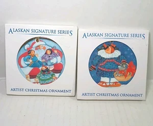 Alaskan Signature Series Artist Barbara Lavallee Porcelain Christmas Ornaments  - Picture 1 of 9