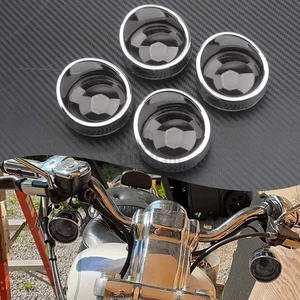 4× Turn Signal Light Smoked Lens Bezels Visor For Harley Cross Bones Road King - Picture 1 of 24