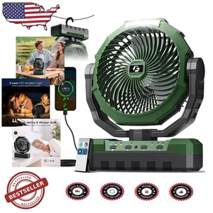 Powerful Camping Fan, 24000mAh Rechargeable, 4 Speeds, LED Light, Remote Control - Picture 1 of 8