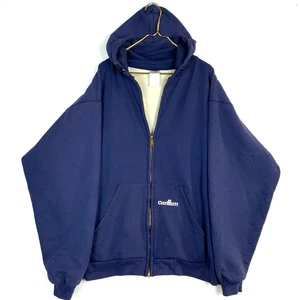 Vintage Carhartt Thermal Sweatshirt Hoodie 2XL Tall Blue Waffle Lined Work Wear - Picture 1 of 4