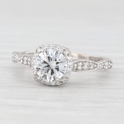 Tacori 1.16ctw Diamond Halo Engagement Ring 18k White Gold GIA Size 6.5 - Image 1 of 4