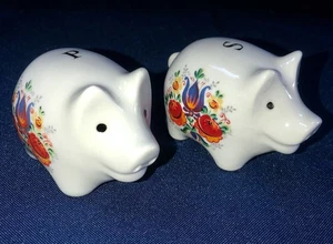 Vintage Reutter Germany Salt & Pepper Pig Shakers Figurines Figure Set Unused - Picture 1 of 17