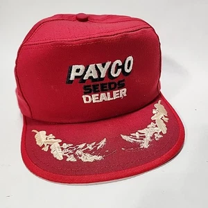 VINTAGE Payco Seeds 80s Hat Snapback Trucker Farmer Red Cap Rare Find - Picture 1 of 5