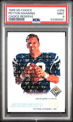 1998 Upper Deck Choice Reserve #256 Peyton Manning RC PSA 9 Mint Rookie - Image 1 of 3
