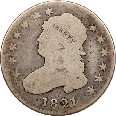 1821 Capped Bust Quarter 25C, Good G - Image 1 of 2