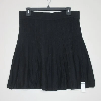 Falda para mujer Cabi negra tejida estilo acanalado elástica hasta la rodilla M B26 Foto 1 de 4