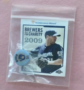 MILWAUKEE BREWERS Collector Player Pin & Baseball Card Braun, Fielder, Kendall - Picture 1 of 6