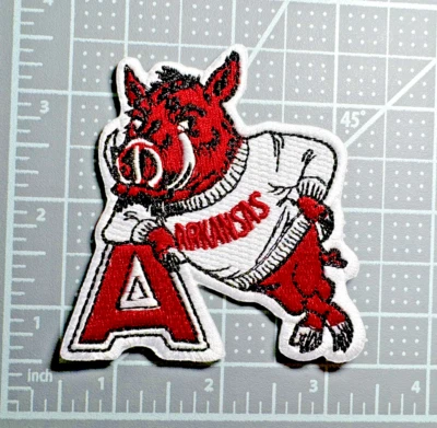 Arkansas Razorbacks Logo Mascot NCAA Embroidered 3in Iron / Sew-On Patch