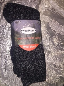 3 Pairs Men’s Outdoor Socks Wearproof Wool Blend Size 6-12 (Black) - Picture 1 of 2