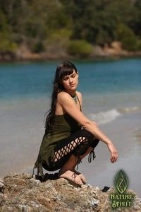 Boho Festival Fairy Leggings, Gypsy Pixie Goa Tribal Corset Capri Cosplay Rave - Picture 1 of 11