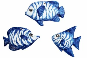 Ceramic Fish Wall Hangers - Set of 3 Shapes (Dory Blue) - Hand Painted From Spai - Picture 1 of 7