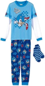 Boys Sonic The Hedgehog Fleece Pajama Set with Socks NWT - Picture 1 of 1