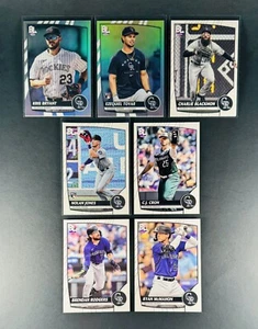 2023 Topps Big League 🟣 ¡JUEGO DE EQUIPO DE 7 cartas Rockies incl. lámina arco iris + radiocontrol! - Imagen 1 de 9