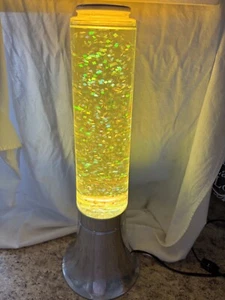 Vintage Cylinder gold Glitter Lava Lamp EH-168 confetti silver metal base/cap - Picture 1 of 13