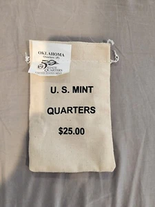 2008-P Oklahoma State Quarters $25 Sewn Mint Bag (100 Coins) - Picture 1 of 1