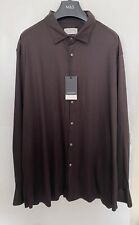 Marks And Spencer M&S Autograph Long Sleeves Slim Fit Jersey Shirt 4XL Dk Brown
