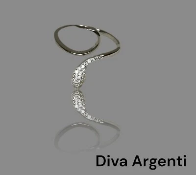 ANELLO IN ARGENTO 925 STERLING DONNA SERPENTE CON ZIRCONI BIANCHI  - Immagine 1 di 4
