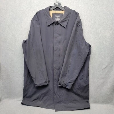 L.L.Bean Mens Size XL Reg Gray Long Trench Coat Full Zip OHYV9 *STAINED* - Image 1 of 4