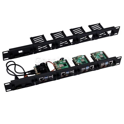 1U Rackmount Steel Bracket Kit for Raspberry Pi 5 19 Inch 4 Slots M.2 NVMe SSD - Image 1 of 4