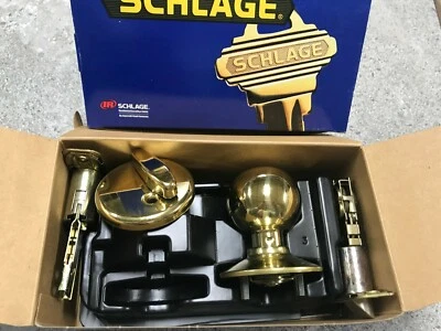Schlage F359 ORB 605 Interior Trim - Knob with Deadbolt, Bright Brass - Image 1 of 2