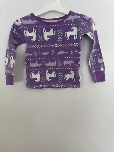 Carter's Toddler Girls Cute Animals Floral Cotton Long Sleeve PJ Top Purple 2T - Picture 1 of 5