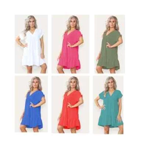 New Women's Tiered Smock Dress – Fancy Style, Short Sleeves, UK ( 8–14) - Picture 1 of 13