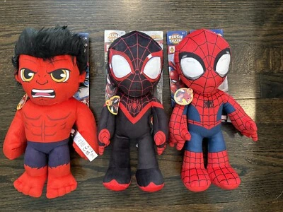 Mattel Marvel Red Hulk  Miles Morales And Spiderman Plush Talker 12" Brand New - Image 1 of 2