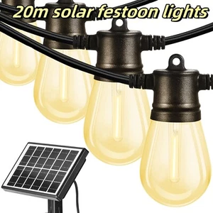 20m Solar Festoon Lights Outdoor Garden Party 20+1 LED String lamp Waterproof - Picture 1 of 10