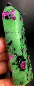 100g Red Ruby in Green Zoisite Quartz Crystal WAND POINT Reiki Healing b836 - Picture 1 of 7