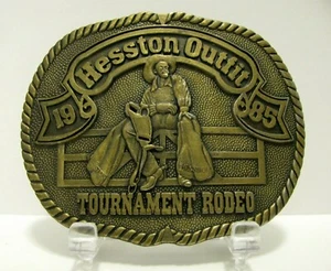 Hesston 1985 PRCA Hesston Outfit Tournament Rodeo Belt Buckle Series #1 Limited  - Picture 1 of 2
